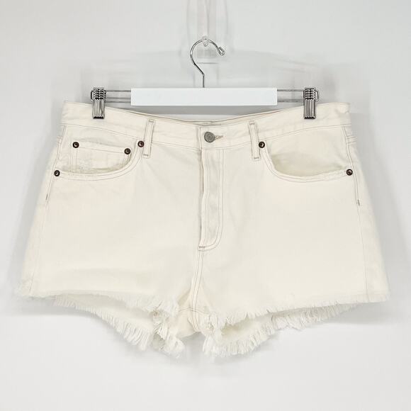 AGOLDE Parker Cut Off Denim Shorts Size 31 Platinum White Raw Hem - Picture 2 of 5